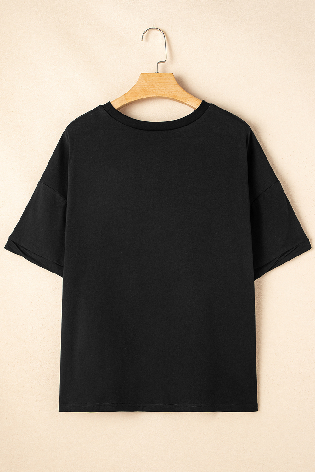 Black MAMA Patched Graphic Drop Shoulder Loose Tee - loveforevers