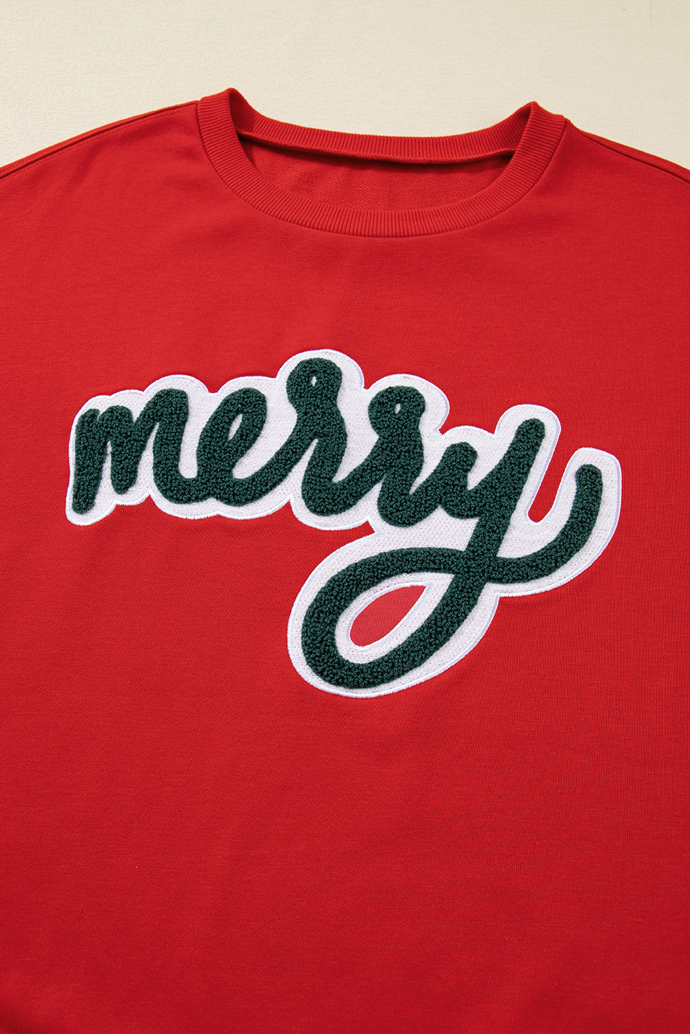 Fiery Red Merry Script Holiday Christmas Graphic Sweatshirt - loveforevers