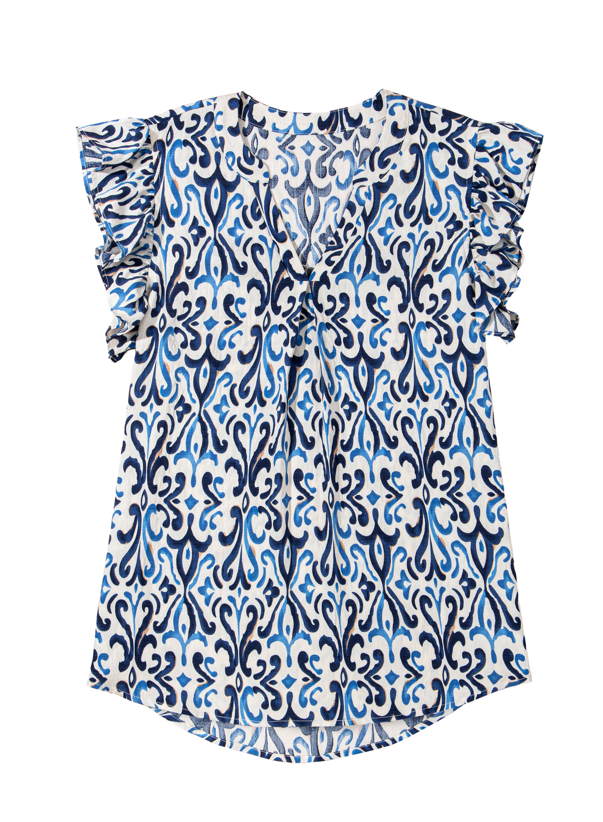 Sky Blue Boho Print Smocked High Waist Maxi Dress - loveforevers