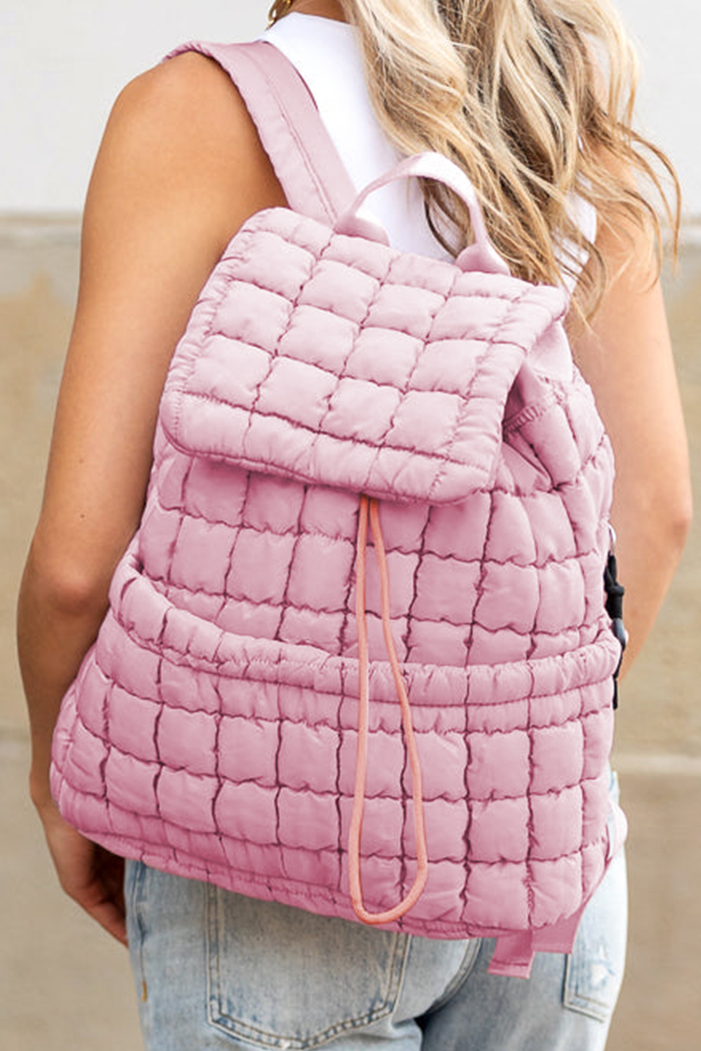 Black Solid Flapped Quilted Puffer Backpack - loveforevers