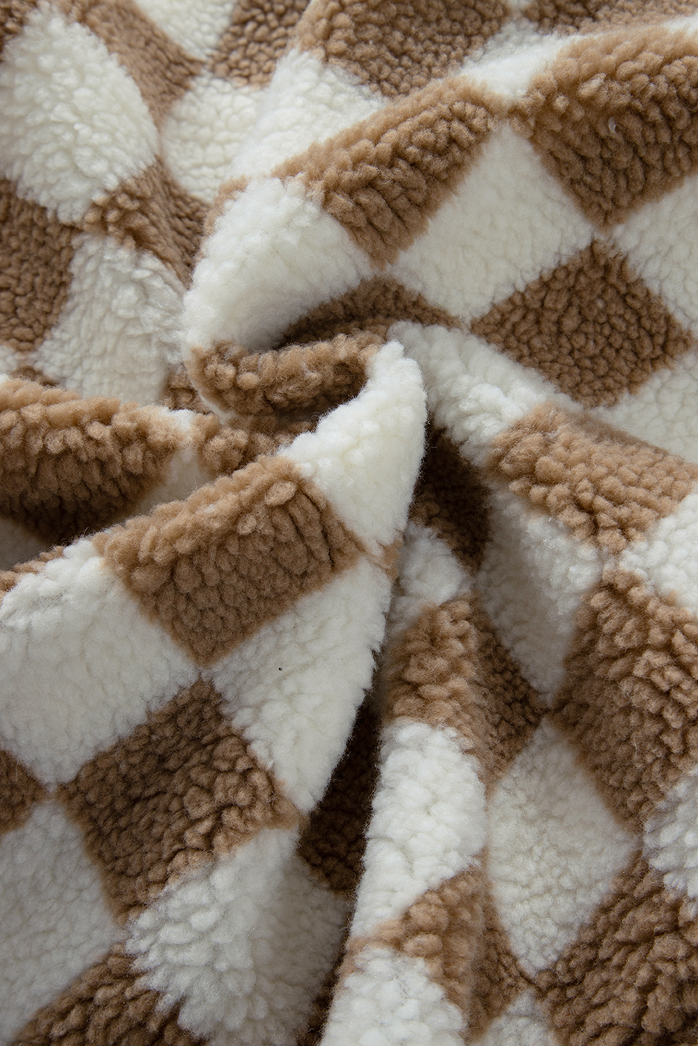 Khaki Checkered Sherpa Collared Jacket Vest - loveforevers