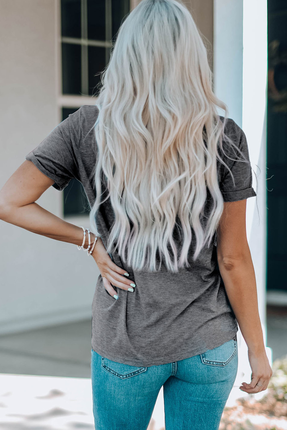 Gray American Rugby Football Graphic Casual T Shirt - loveforevers