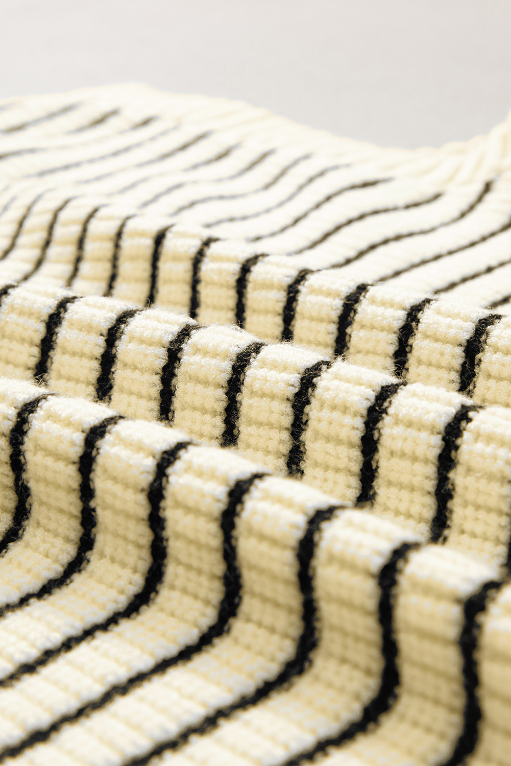 Beige Stripe Turn-down V Neck Sweater Tank Top - loveforevers