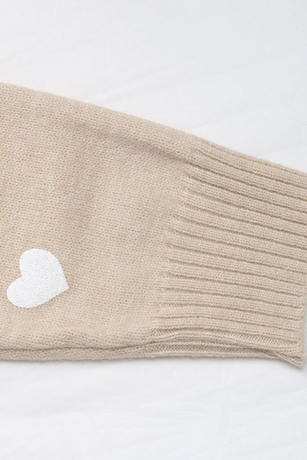 Smoke Gray Heart Print Lace Splicing V Neck Valentines Sweater - loveforevers