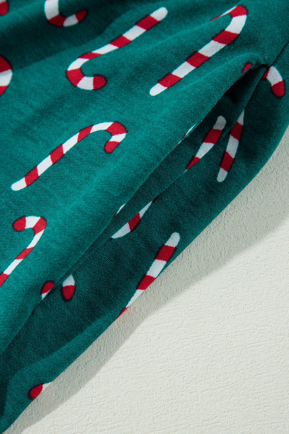 Green Christmas Candy Cane Printed Top and Pants Lounge Set - loveforevers