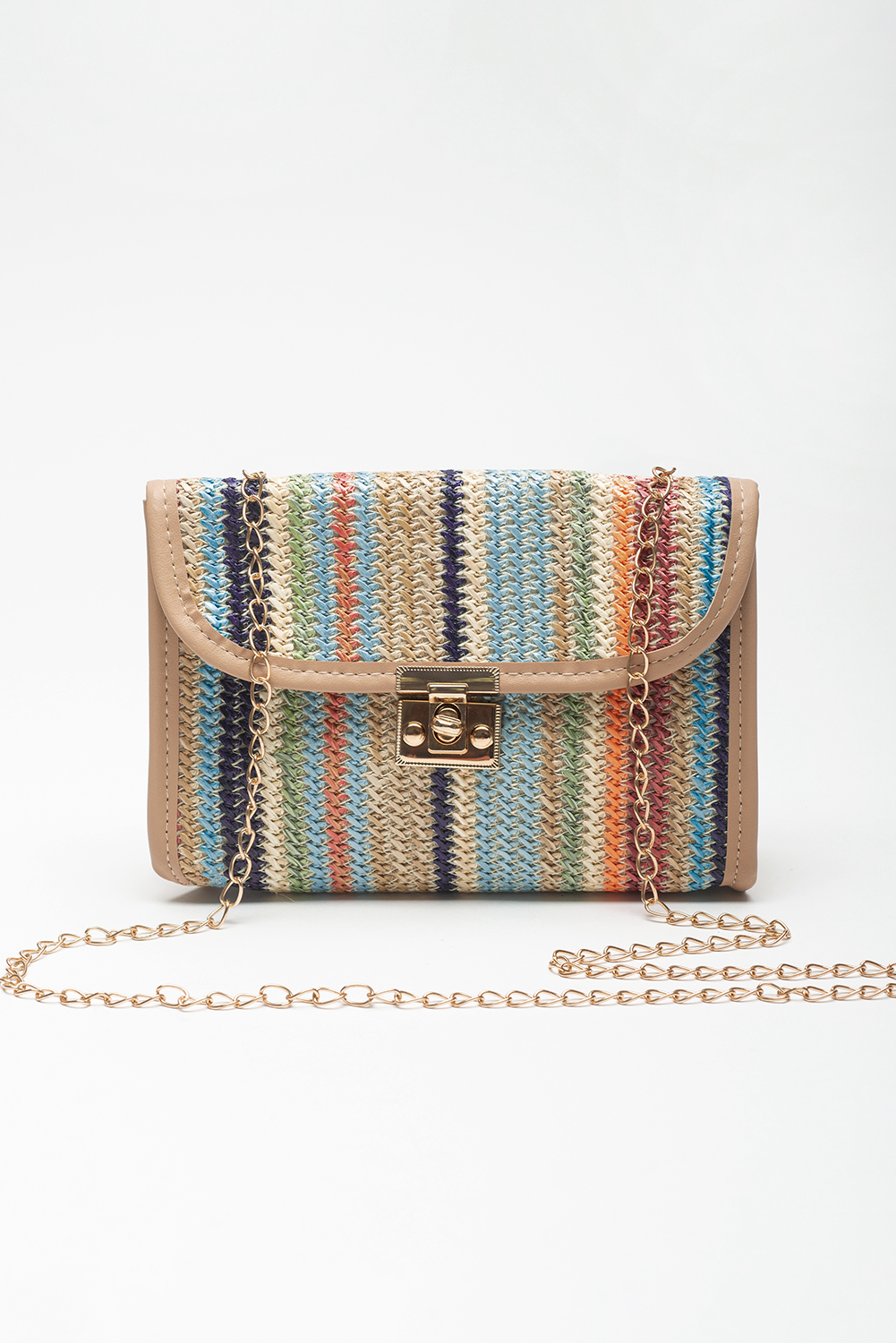Iceland Blue Striped Crochet Flapped Single Shoulder Bag - loveforevers