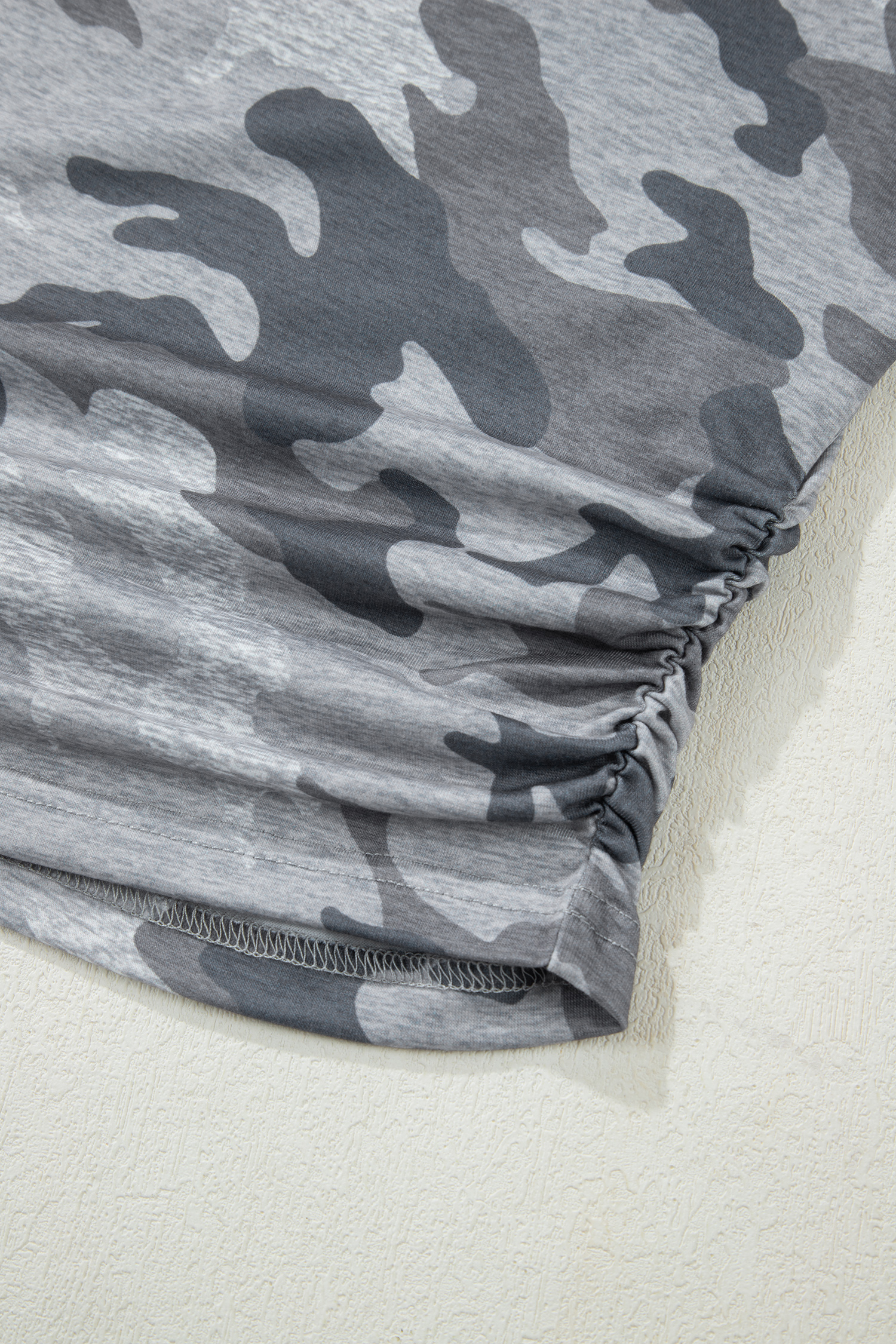 Gray Camouflage Print Round Neck T Shirt - loveforevers