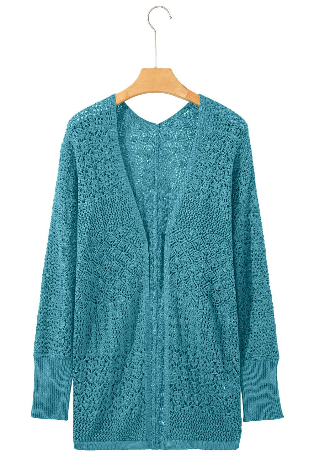 Redwood Burl Mixed Pattern Knitted Open Front Plus Cardigan - loveforevers