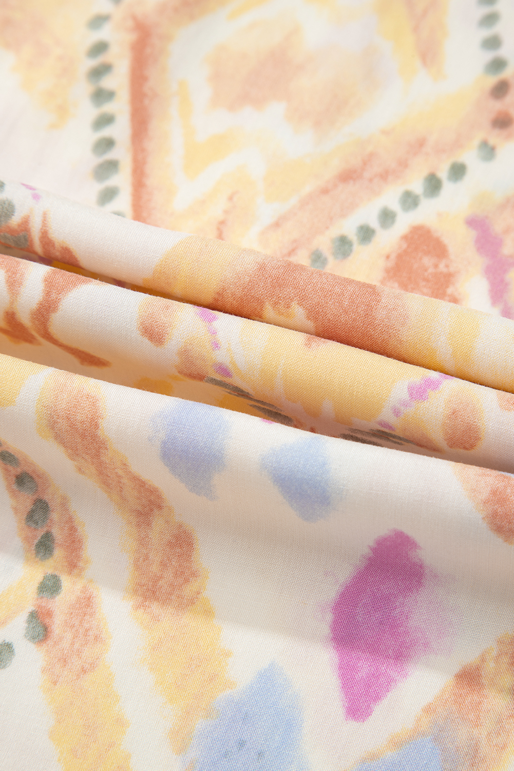 Multicolour Geometric Print Half Sleeve Shirred High Waist Maxi Dress - loveforevers