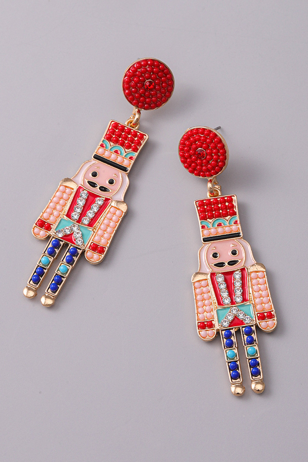 Racing Red Beaded Christmas Nutcracker Earrings - loveforevers