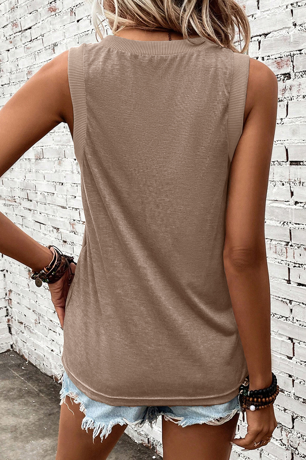 Simply Taupe Sequined Rodeo Graphic Western Fashion Tank Top - loveforevers