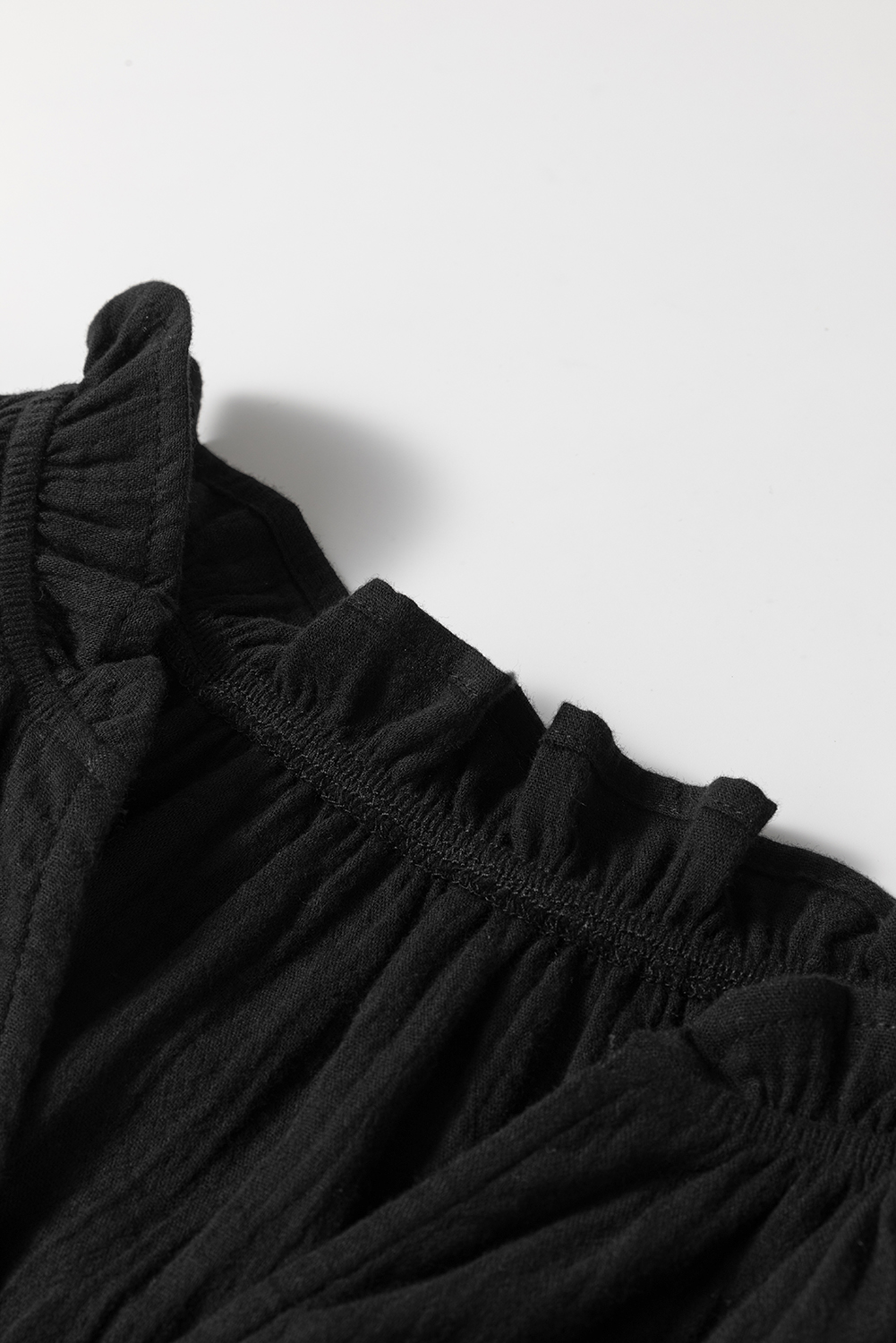 Black Ruffled Shoulder V Neck Shift Tank Top - loveforevers