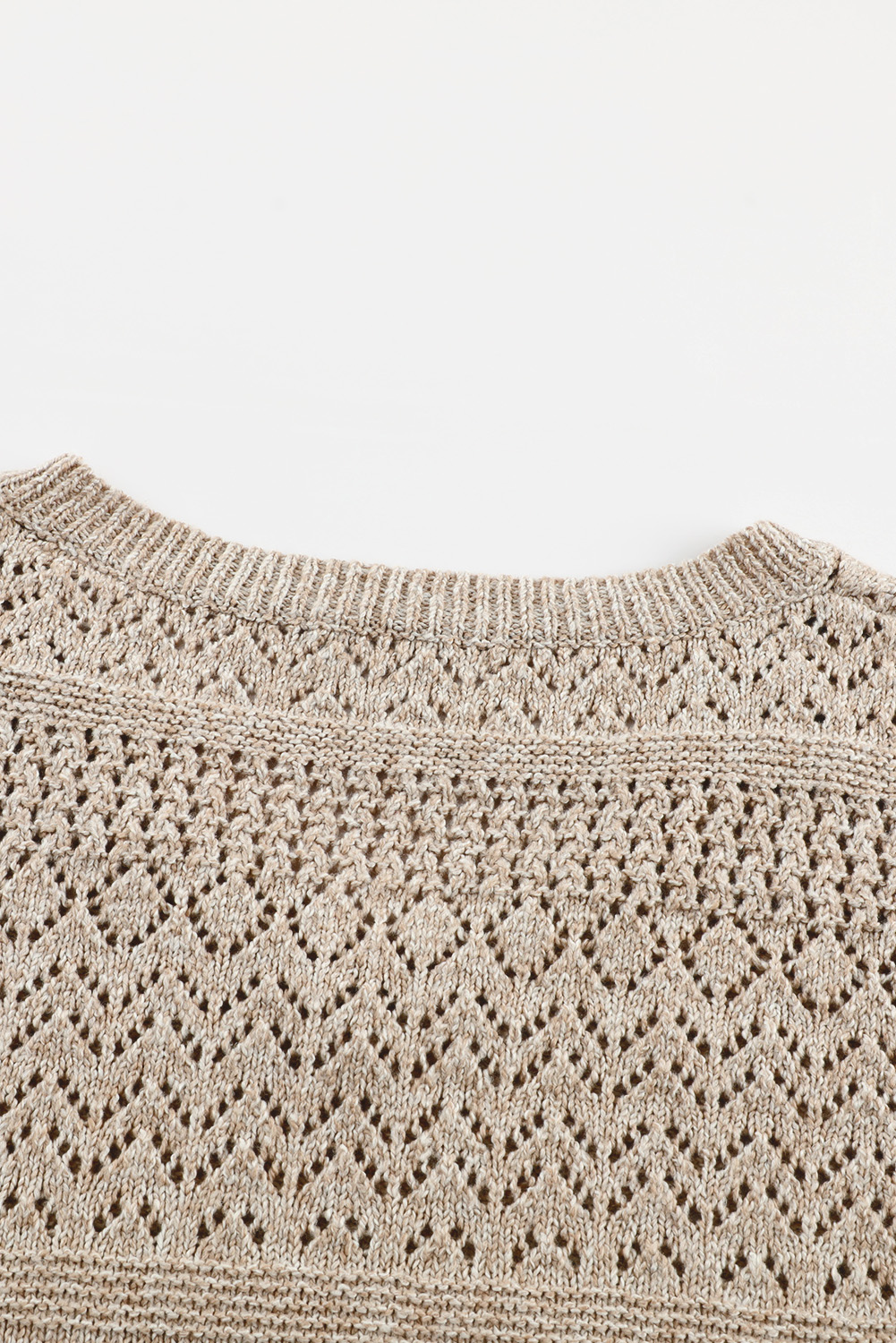 Sky Blue Eyelet Pattern Detail V Neck Drop Shoulder Sweater - loveforevers
