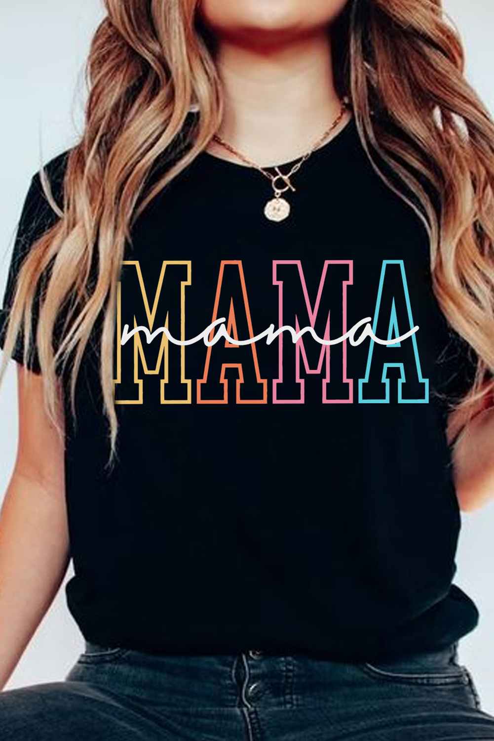Black MAMA Crew Neck Graphic Tee - loveforevers