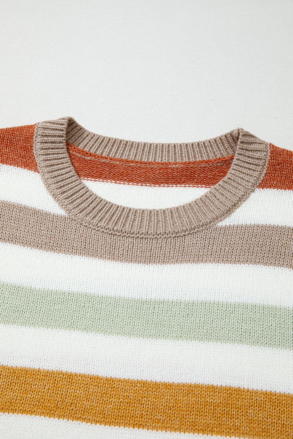 Multicolour Stripe Drop Shoulder Crew Neck Sweater - loveforevers