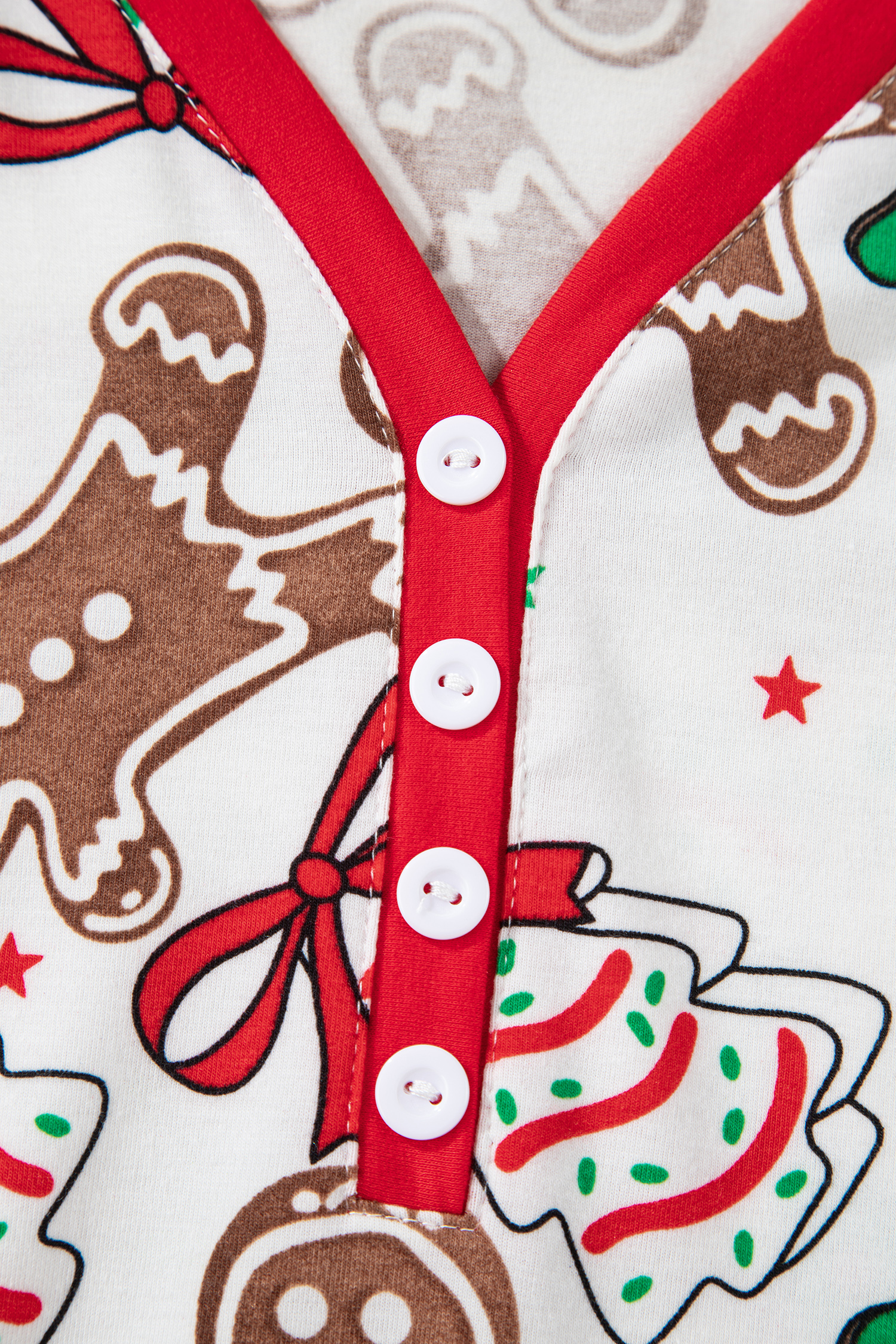 White Christmas Pattern Button V Neck Pullover Drawstring Pants 2pcs Lounge Set - loveforevers