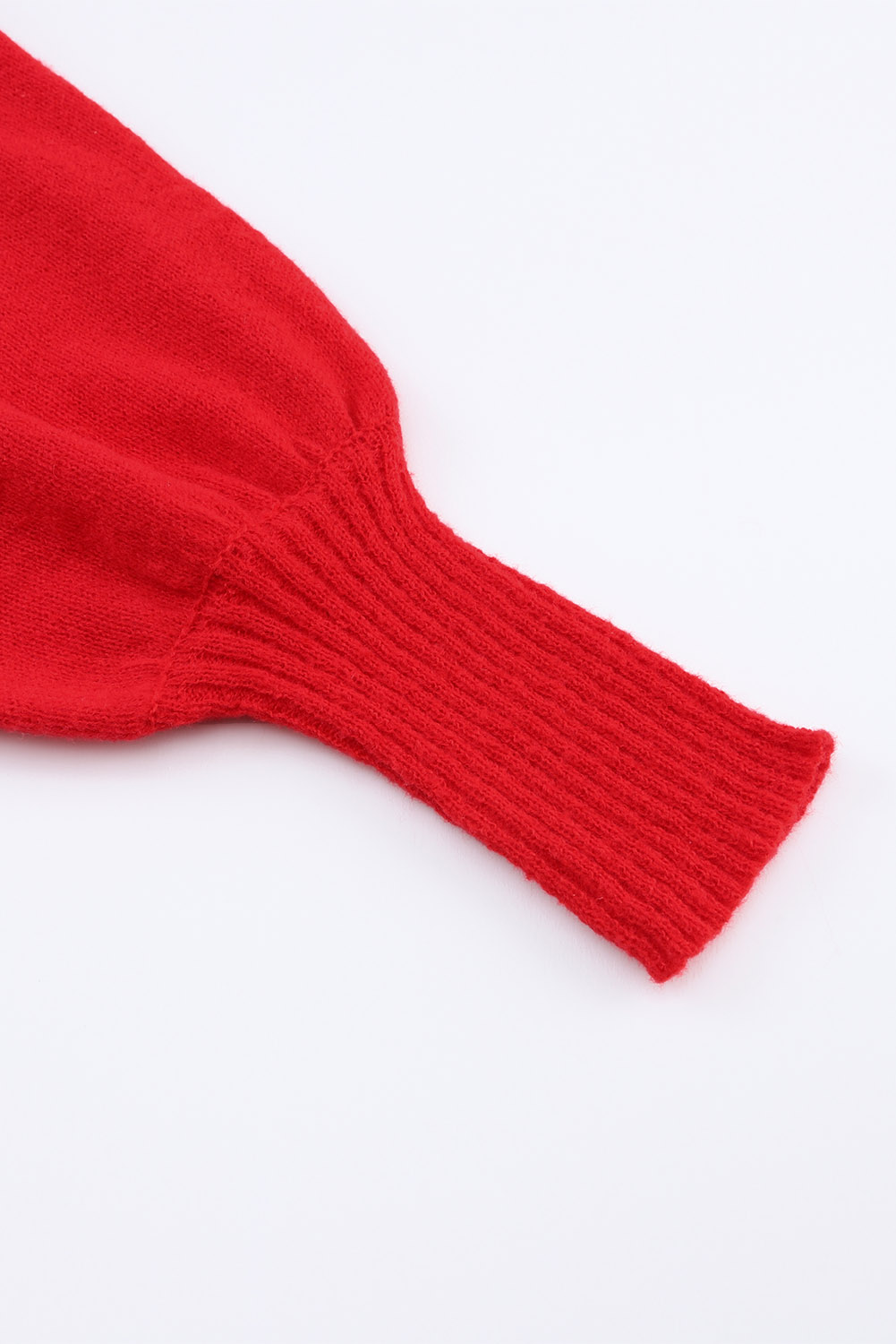 Fiery Red Merry Letter Embroidered High Neck Sweater - loveforevers