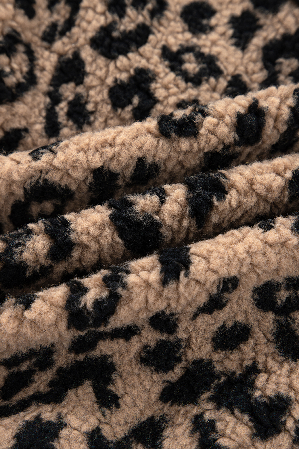 Khaki Leopard Print Zip Up Stand Neck Side Pocket Jacket - loveforevers