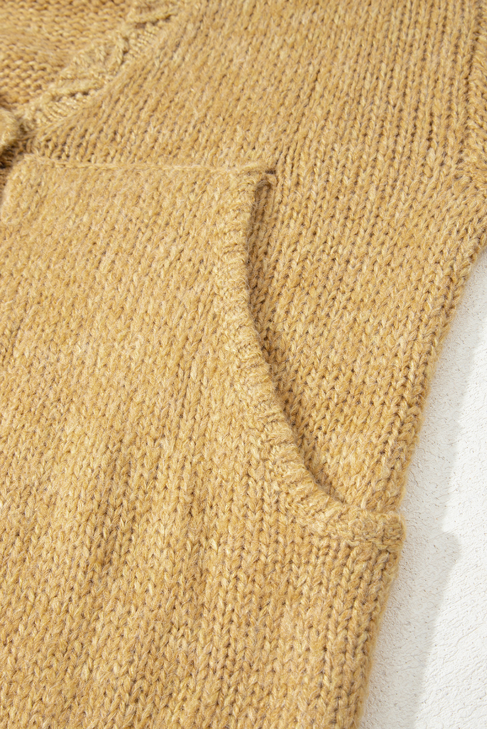 Light French Beige Lantern Sleeve Scallop V Neck Buttoned Front Cardigan - loveforevers