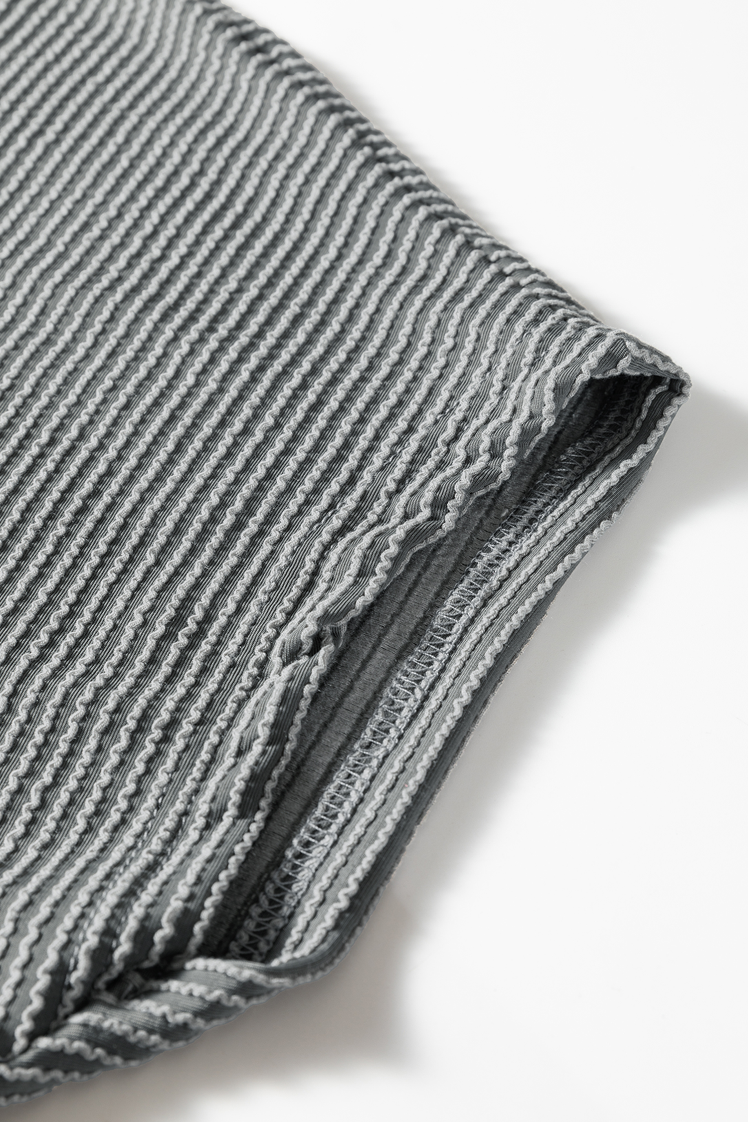 Dark Grey Twisted Ribbed High Neck Loose Tee Elastic High Waist Loose Pant Set - loveforevers