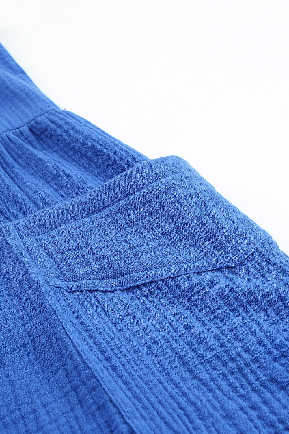 Blue Textured Knotted Straps High Waist Wide Leg Romper - loveforevers