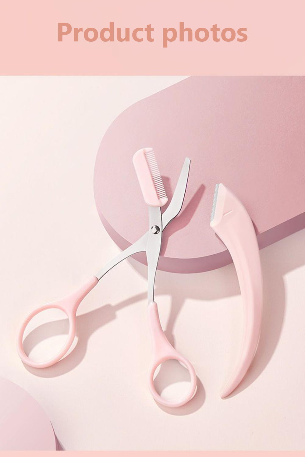 Light Pink 2pcs Eyebrow Trimming Tool Set - loveforevers