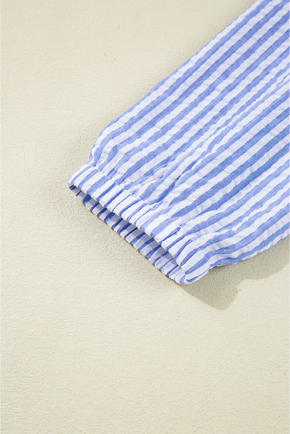 Sky Blue Stripe Bracelet Sleeve Tiered Shift Dress with Pockets - loveforevers