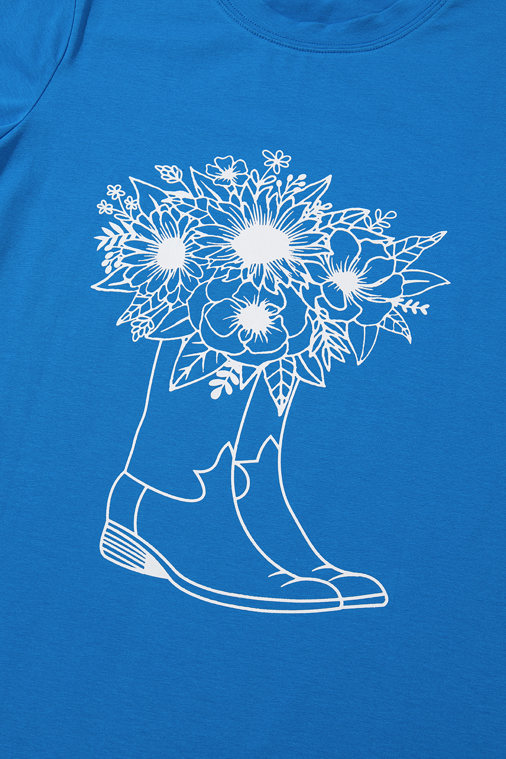 Blue Sunflower Boots Graphic Western Fashion T Shirt - loveforevers