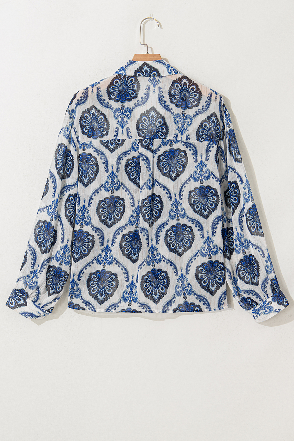 Blue Tribal Pattern Buttoned Front Loose Shirt - loveforevers