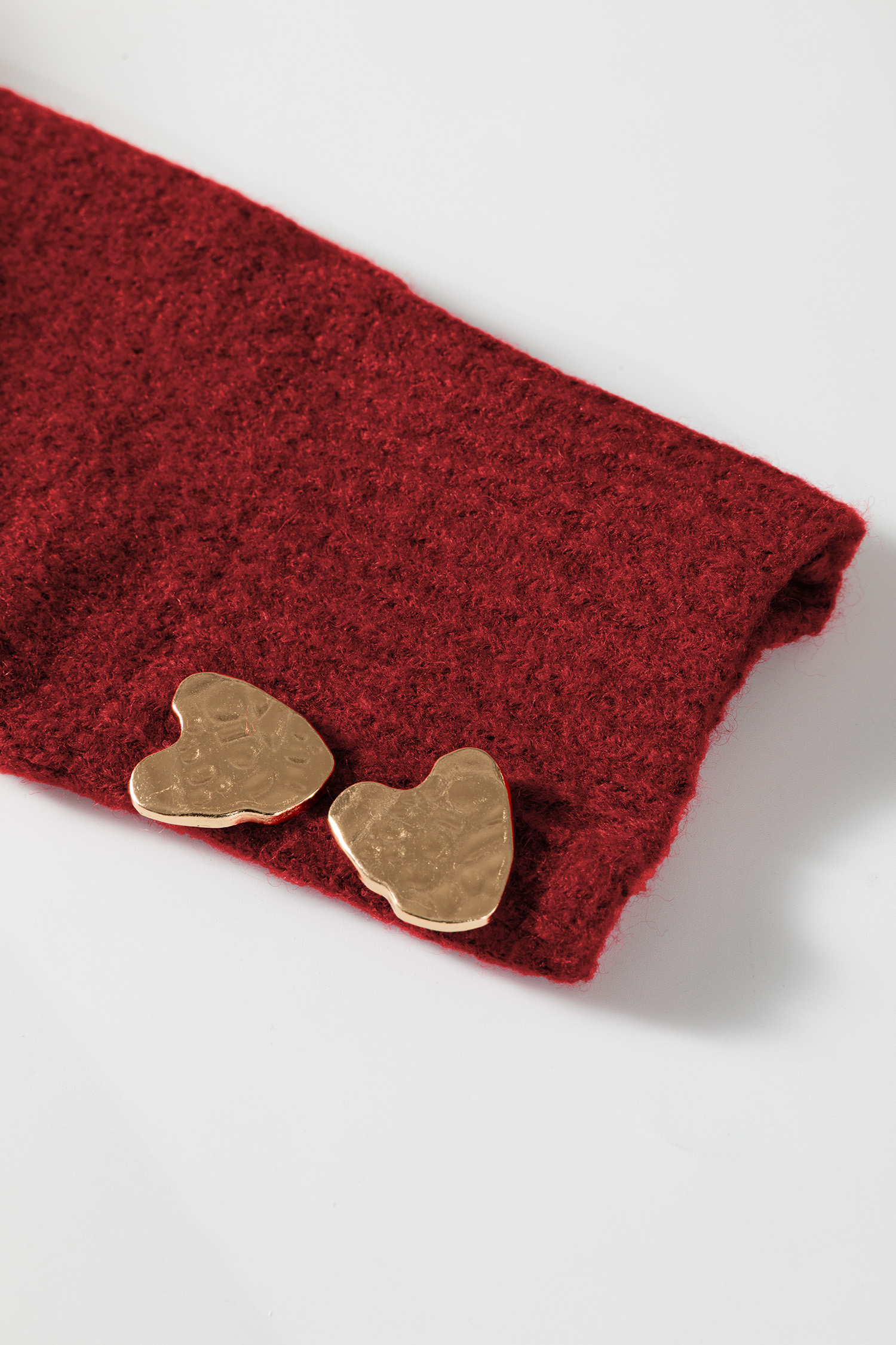 Fiery Red Heart Metal Button V Neck Cardigan Sweater - loveforevers