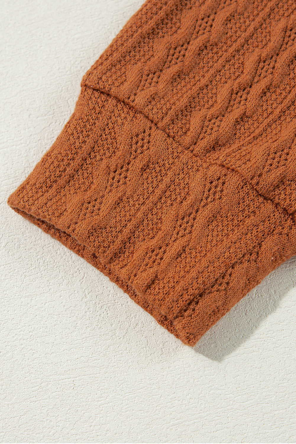 Chestnut Textured Knit Side Pockets Open Front Cardigan - loveforevers