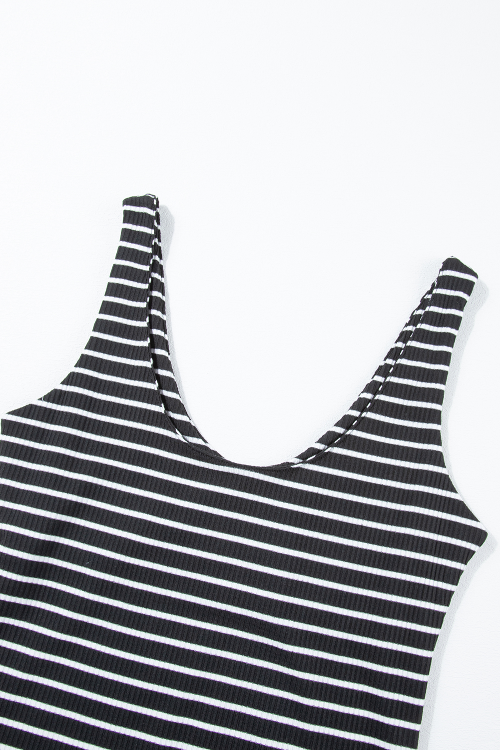 Black Stripe Ribbed Knit Sleeveless Mini Dress - loveforevers