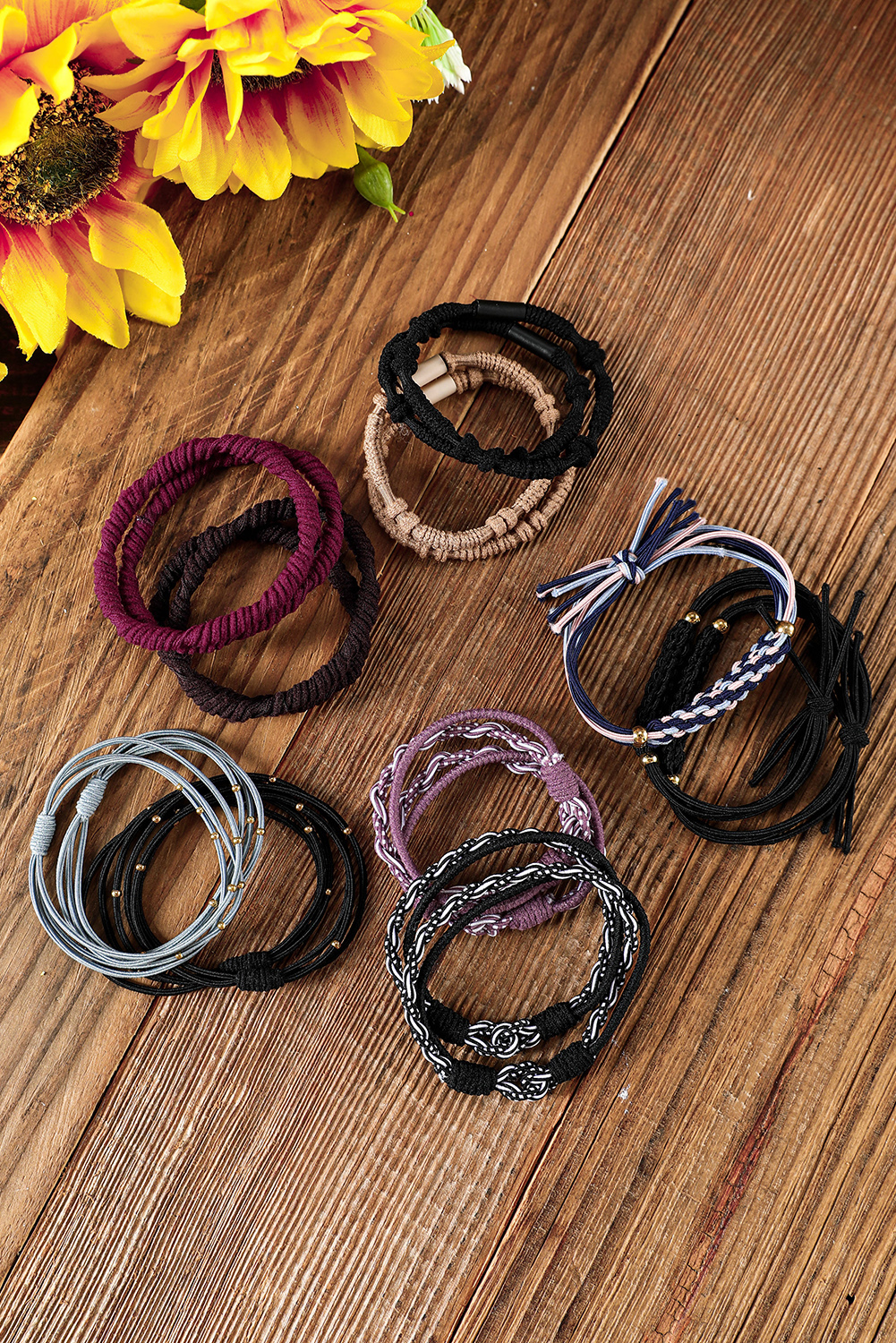 Pink Multicolour 20pcs Boho Knotted Hair Ties - loveforevers
