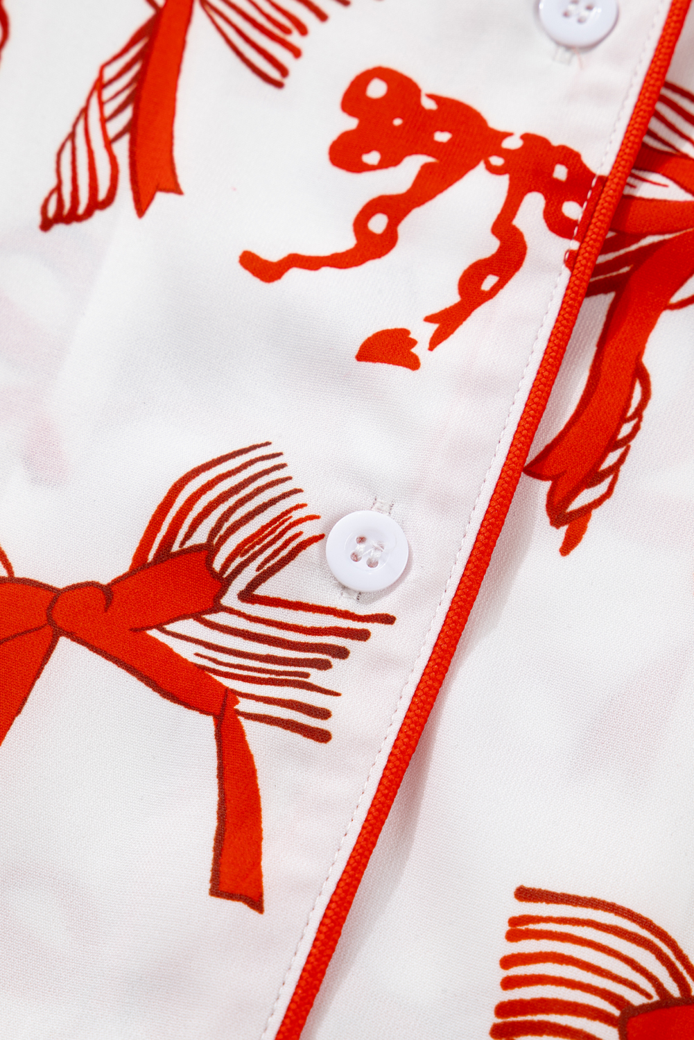 Red Christmas Bow Print Long 2pcs Pajama Set - loveforevers