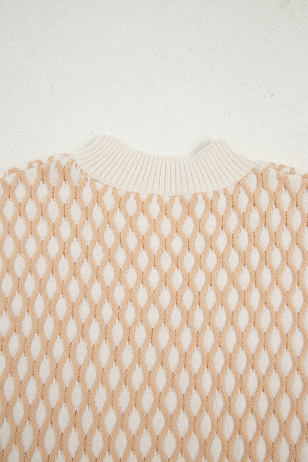 Smoke Gray Rhombus Textured Knit Mock Neck Sweater - loveforevers