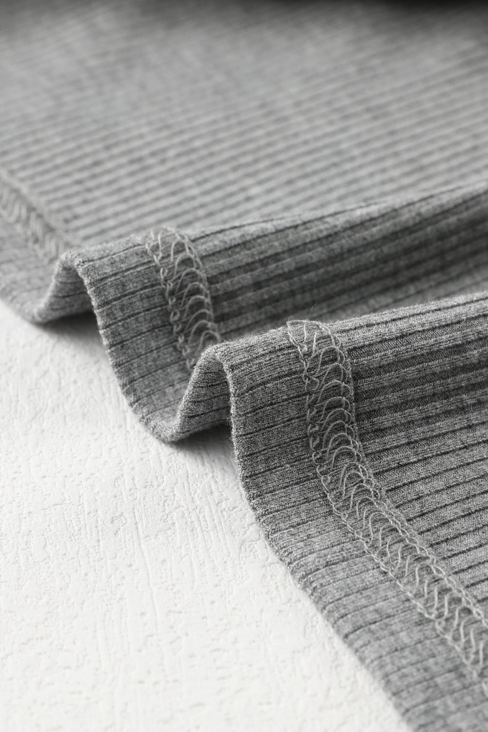 Gray Striped Mesh Long Sleeve Crewneck Ribbed Top - loveforevers