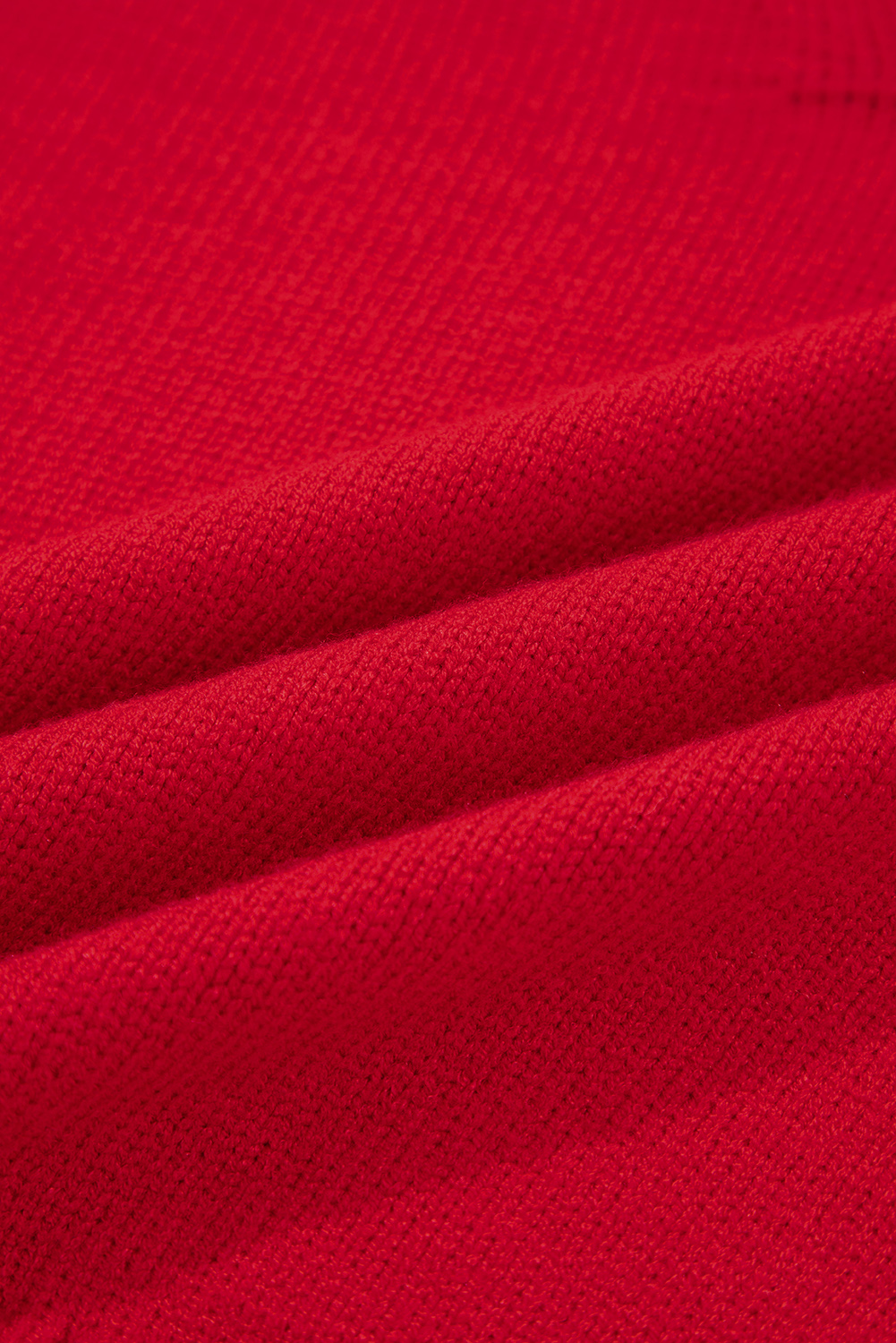 Racing Red Collared V Neck Ribbed Edge Sexy Elegant Sweater - loveforevers