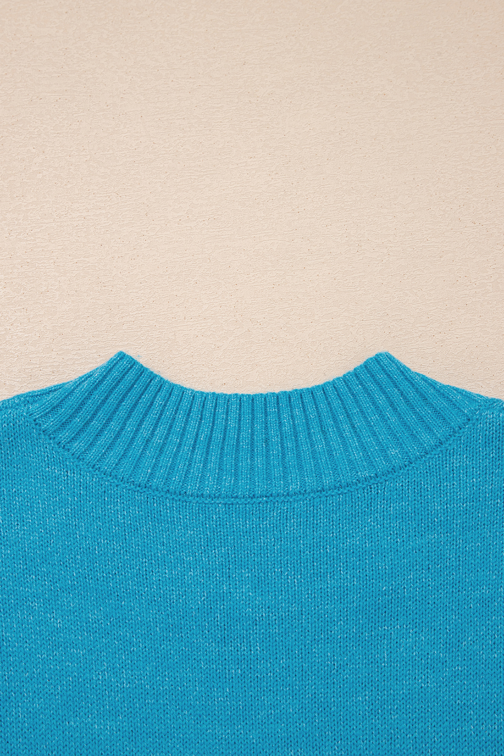 Blue Contrast Stitch Trim Knot Side Mock Neck Sweater Vest - loveforevers