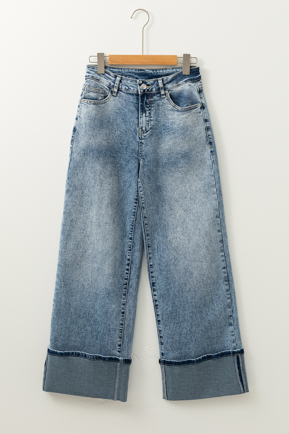Myosotis High Rise Button Zip Fly Medium Wash Jeans - loveforevers