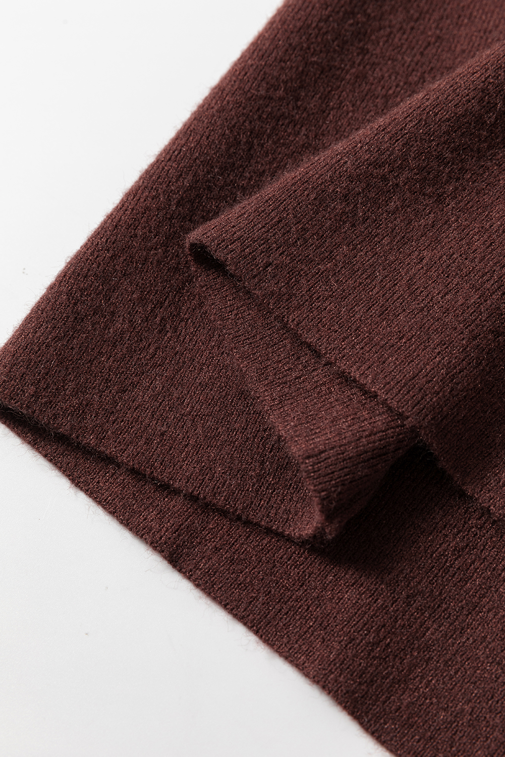 Coffee Slim Fit Mock Neck Side Slit Sweater Dress - loveforevers