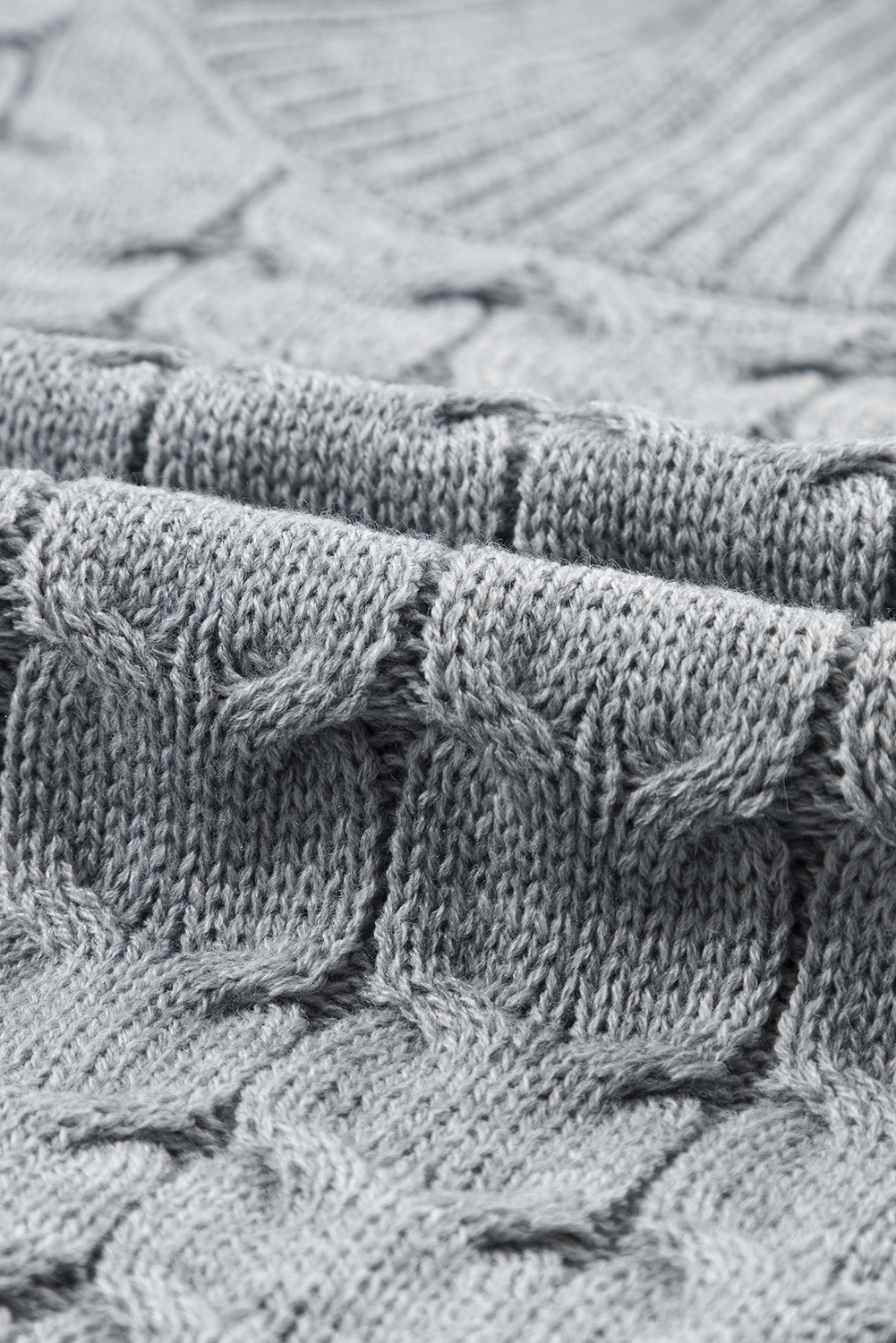 Medium Grey Cable Knit Turtleneck Batwing Sleeve Sweater - loveforevers