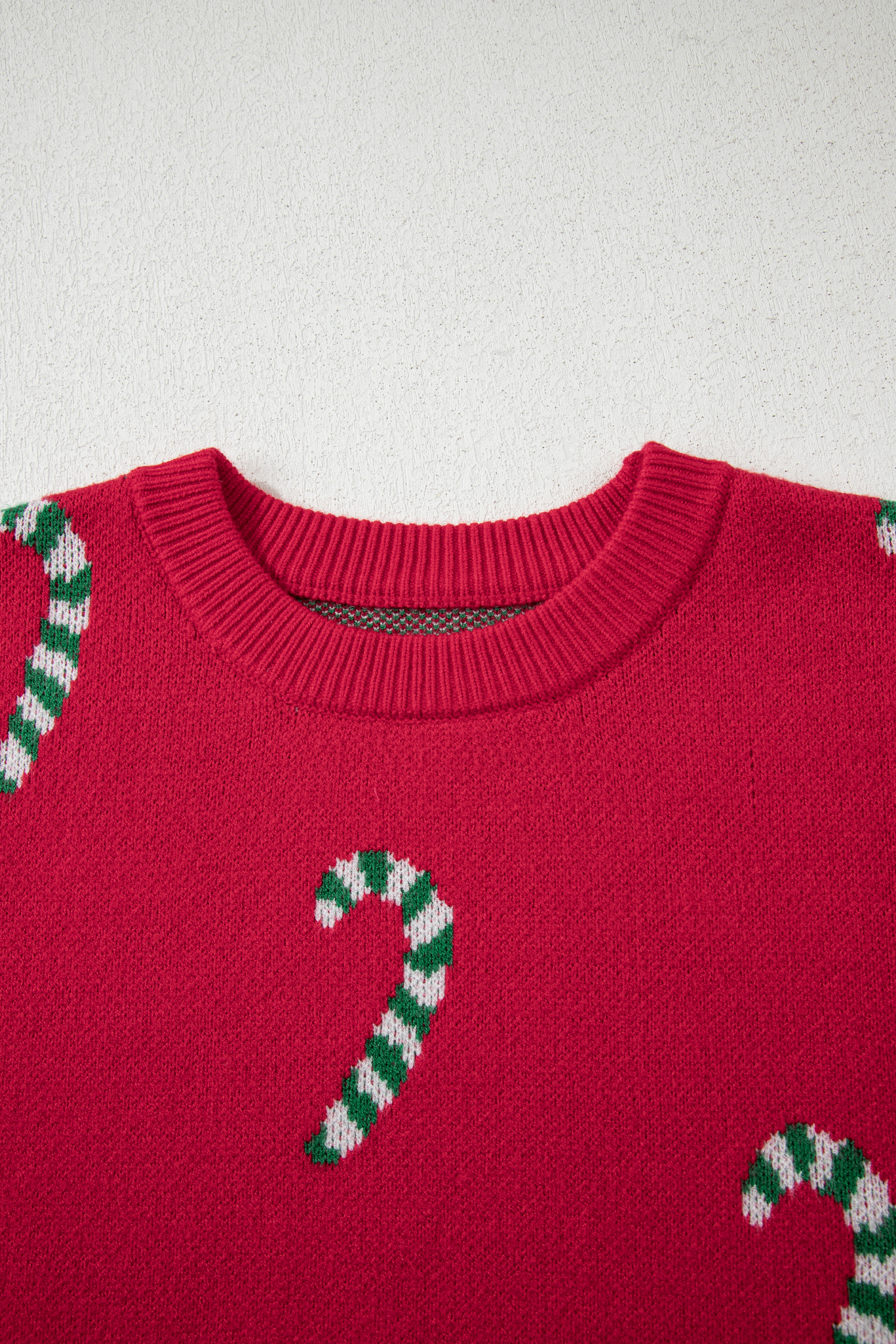 Dark Green Christmas Candy Cane Holiday Drop Shoulder Sweater - loveforevers