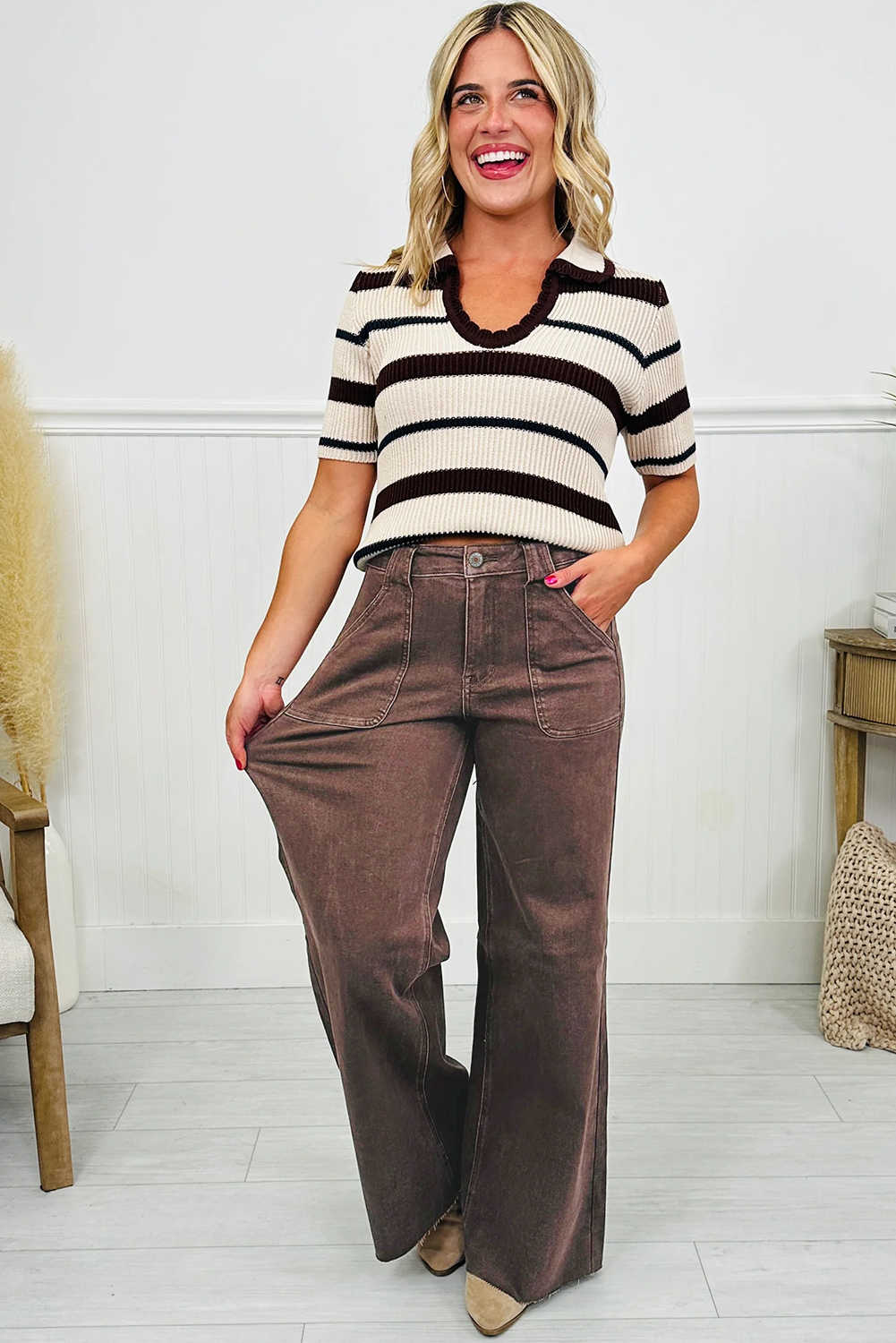 Dusk Blue Retro Washed Patch Pocket Loose Jeans - loveforevers
