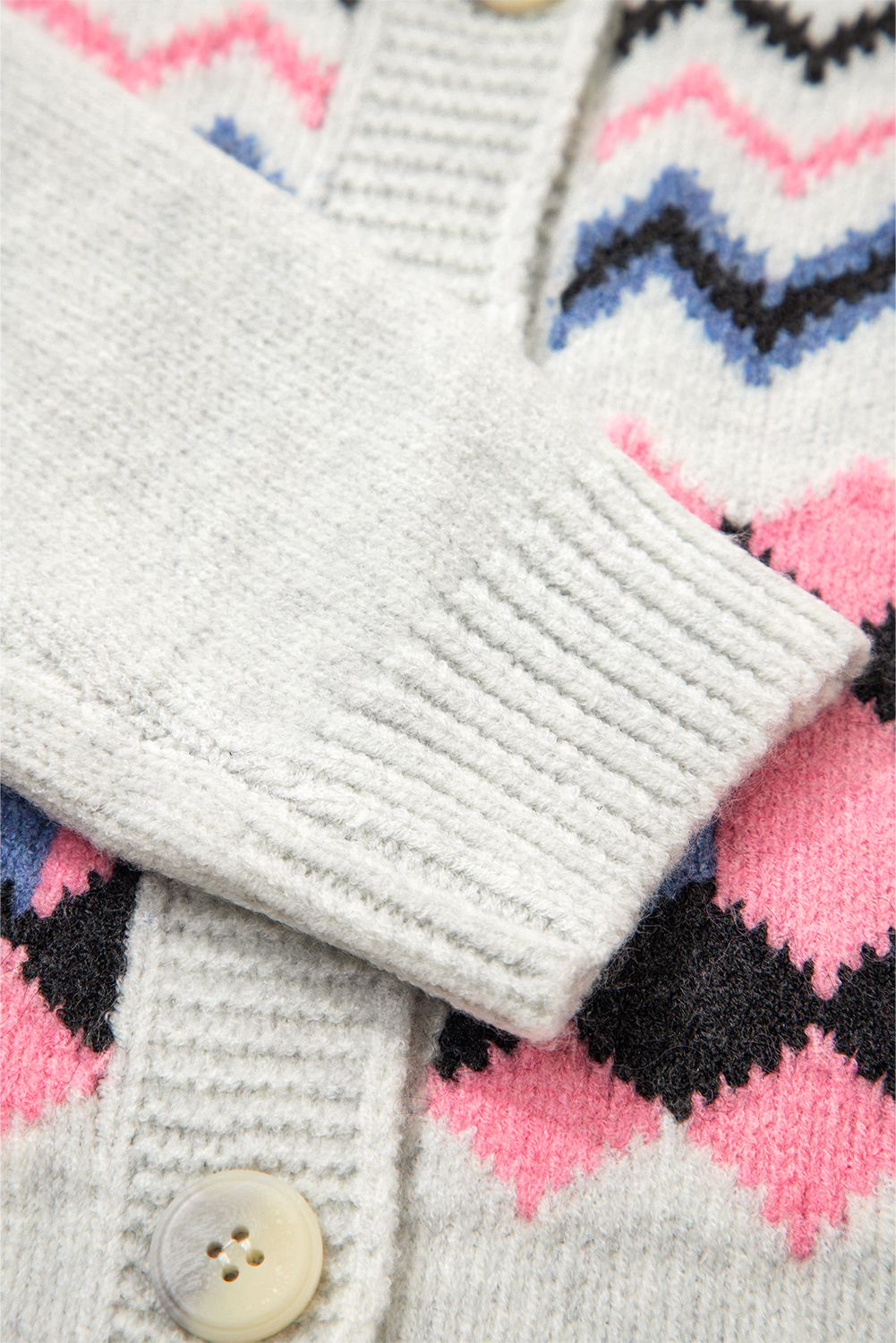 Pink Stripe Geometric Button Up Sweater Cardigan - loveforevers
