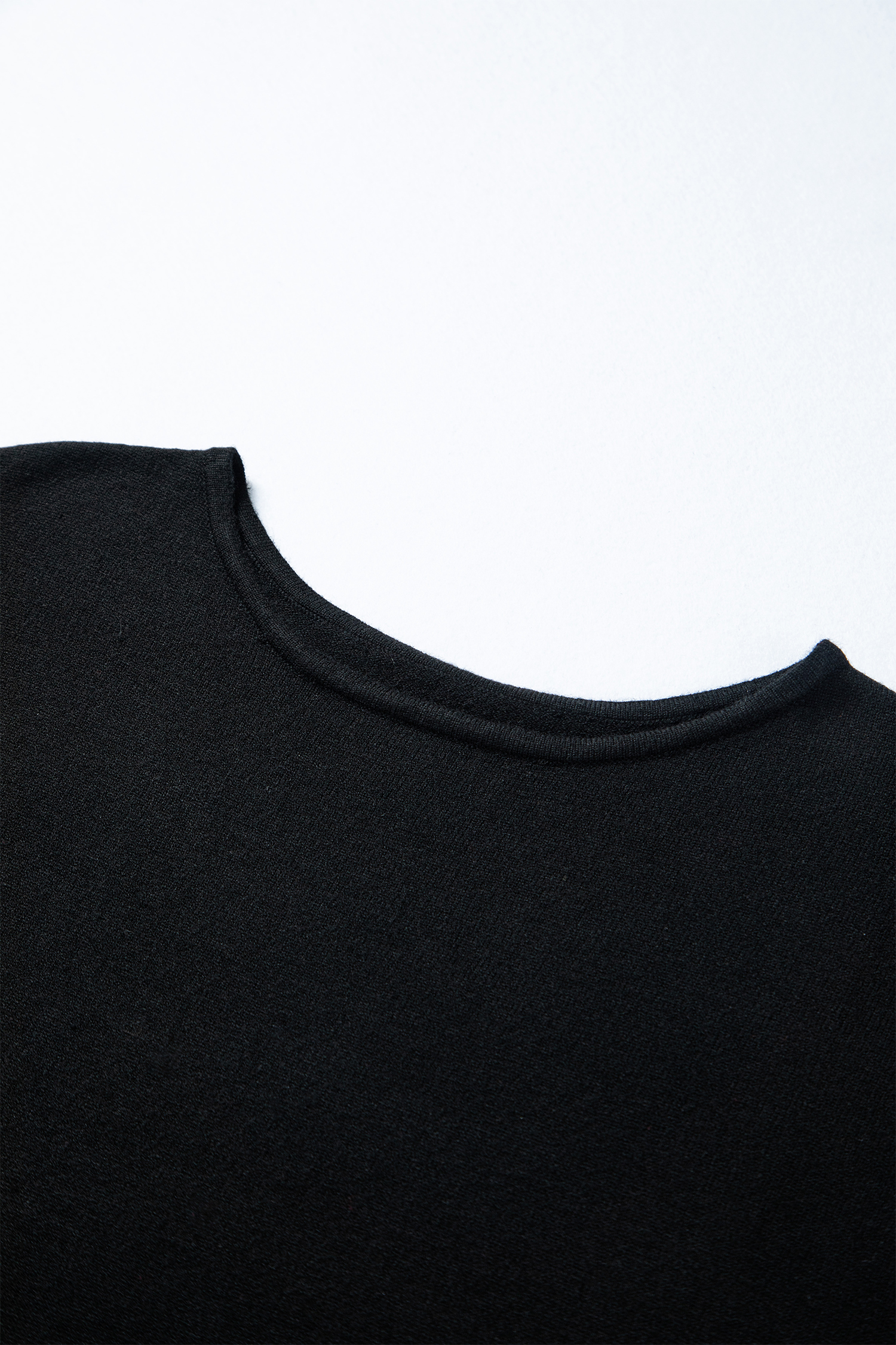 Black Asymmetric Neck Batwing Sleeve Shift Mini Sweater Dress - loveforevers