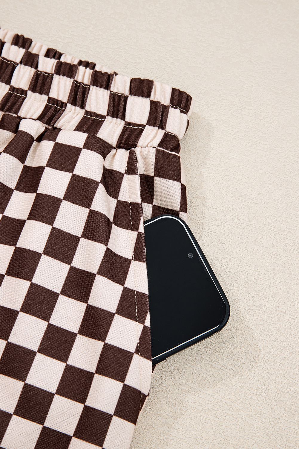 Black Athleisure Checkered 2pcs Pants Set - loveforevers