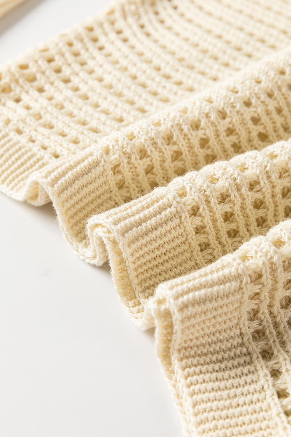 Apricot Open Knit Bracelet Sleeve Sweater - loveforevers