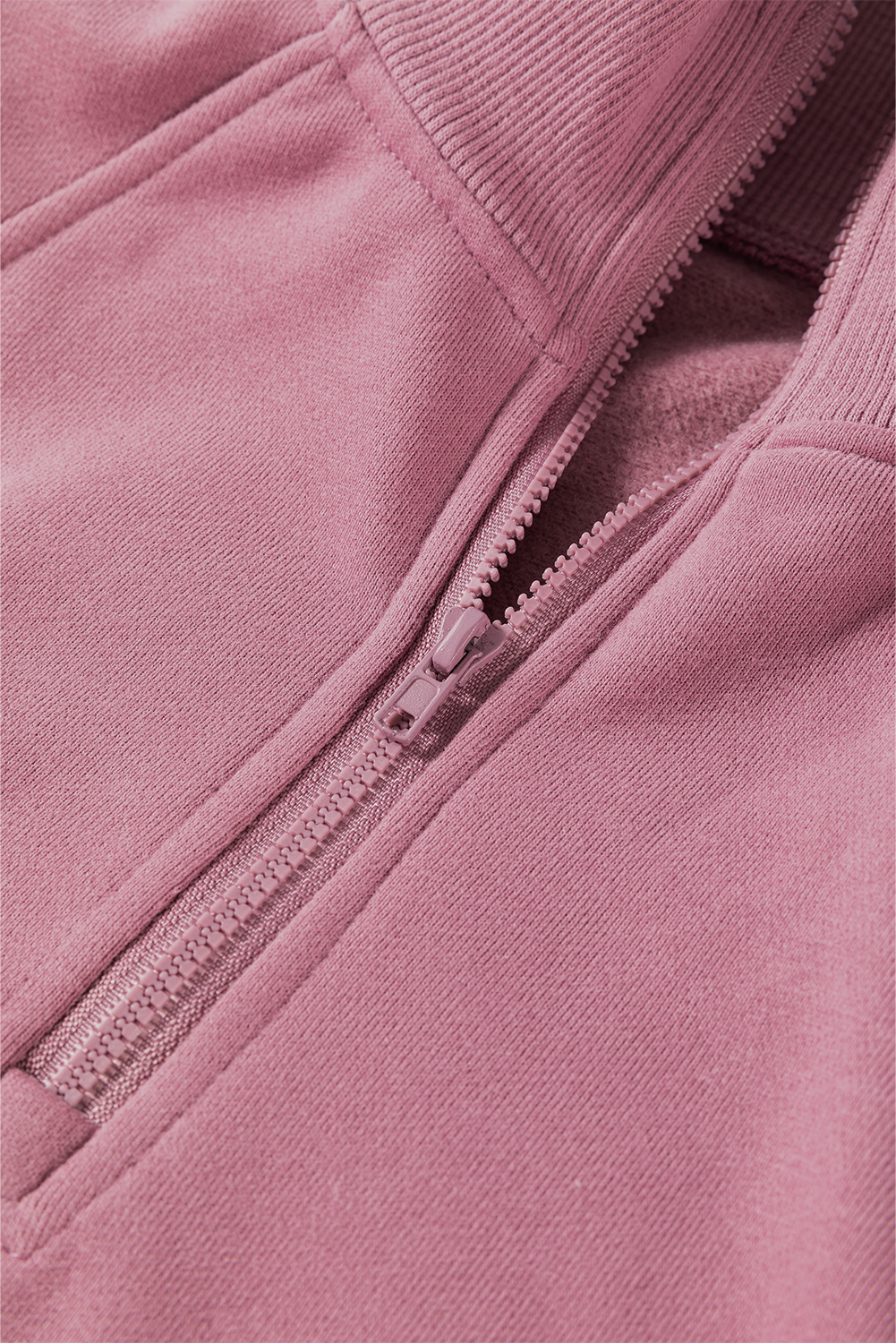Fushia Zipped Neck Pullover Drop Shoulder Sweatshirt - loveforevers