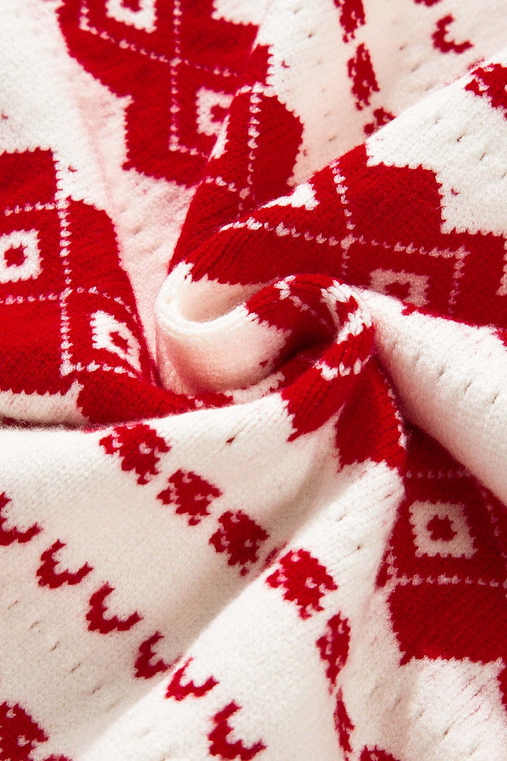 White Western Geometric Patterned Crew Neck Loose Sweater - loveforevers
