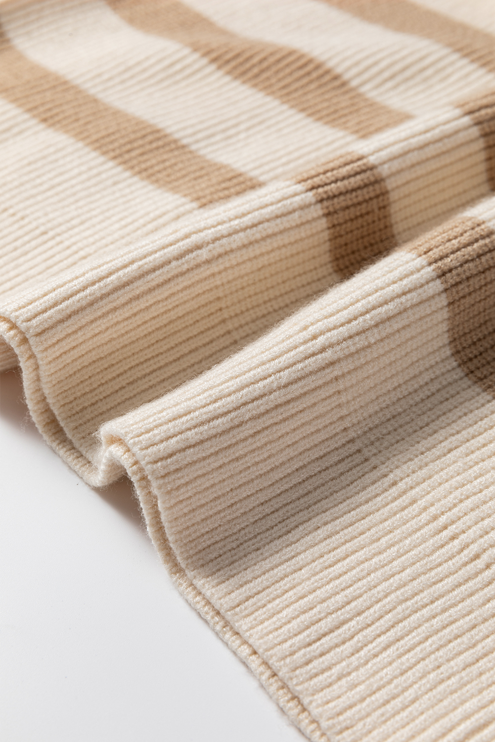 Khaki Stripe Ribbed Half Zip Collared Sweater Vest - loveforevers